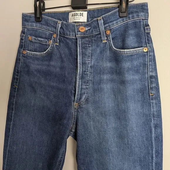 AGOLDE Women's High Rise Skinny Fit Jeans, Medium Wash, Size 26 stretch - Picture 2 of 10
